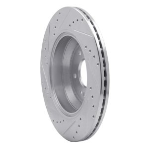 Genesis G80 Brake Rotor (1) - Rear Right - R1 Concepts - Drilled & Slotted - Silver - `18-`23